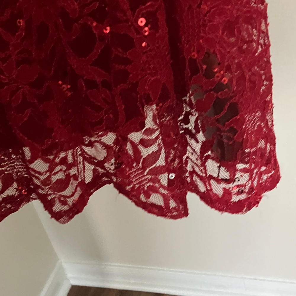 Rabbit Rabbit Rabbit Red Lace Mini Dress - Picture 3 of 4